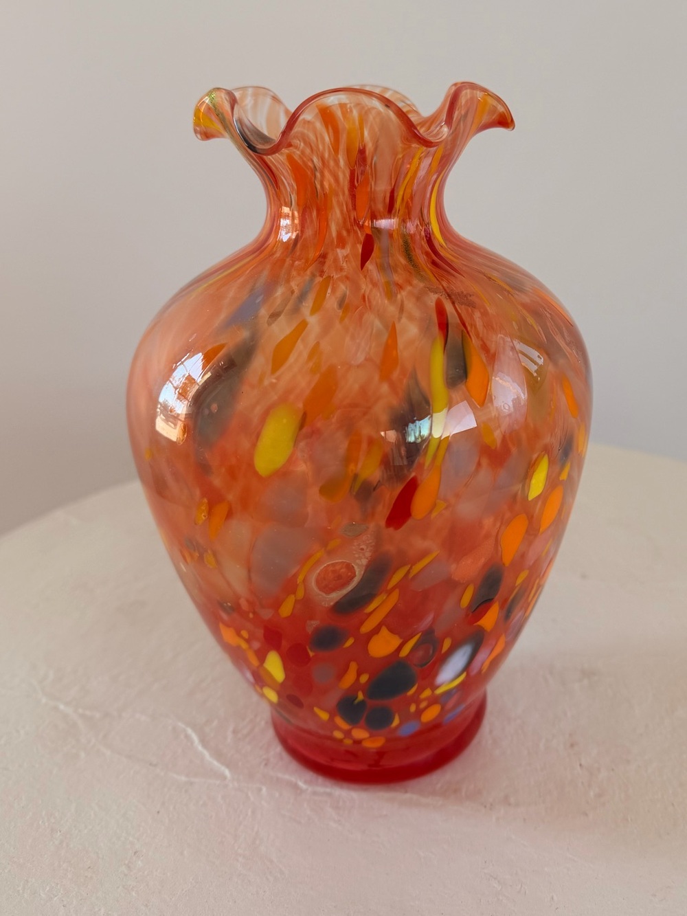 VINTAGE HAND-BLOWN ITALIAN CONFETTI ART GLASS VASE SPLATTER DESIGN 1 OF A KIND - Picture 7 of 8